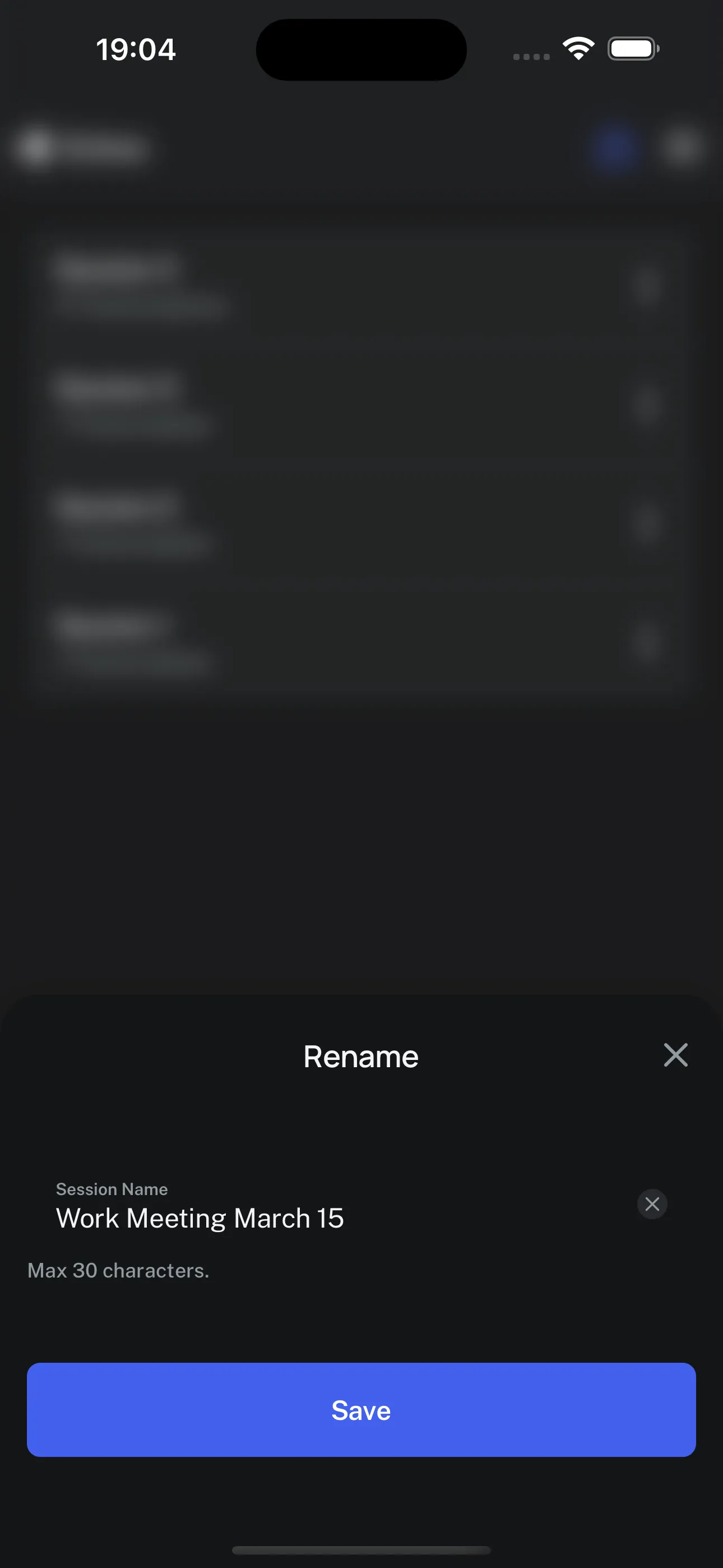 Renaming a session in Echos