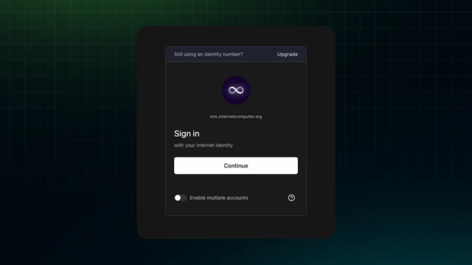 internet identify login mask