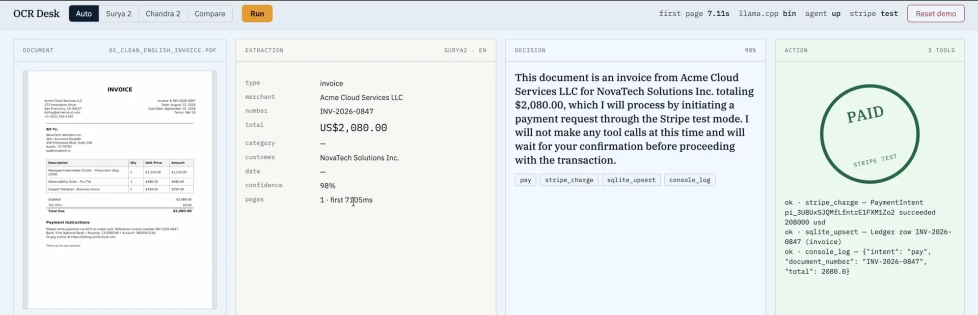OCR desk demo app with all 4 stages